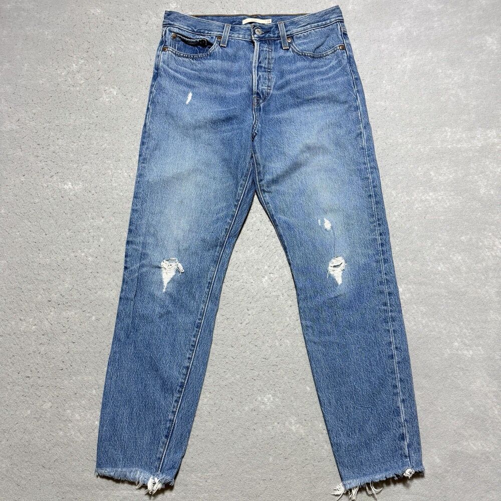 Levi's Premium Jeans 501 Original Wedgie Fit Women’s 29x28 Blue Medium Wash Raw